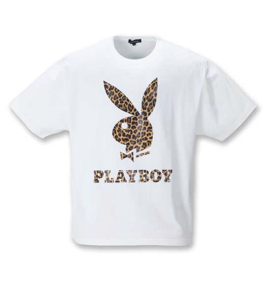 大きいサイズ メンズ PLAYBOY カラー転写シートプリント 半袖 Tシャツ オフホワイト 1278-1276-1 3L 4L 5L 6L 8L