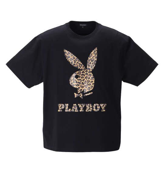 大きいサイズ メンズ PLAYBOY カラー転写シートプリント 半袖 Tシャツ ブラック 1278-1276-2 3L 4L 5L 6L 8L