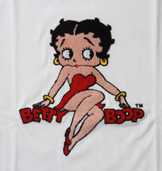 【2021cha】大きいサイズ メンズ BETTY BOOP サガラ刺繍 半袖 Tシャツ オフホワイト 1278-1281-1 3L 4L 5L 6L 8L