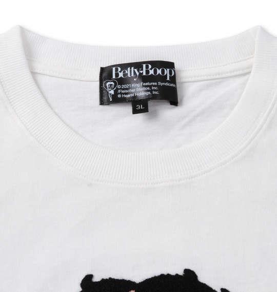 【2021cha】大きいサイズ メンズ BETTY BOOP サガラ刺繍 半袖 Tシャツ オフホワイト 1278-1281-1 3L 4L 5L 6L 8L