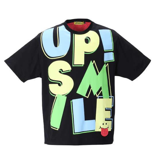 大きいサイズ メンズ UP!SMILE ビッグロゴ 半袖 Tシャツ ブラック 1278-1565-2 3L 4L 5L 6L