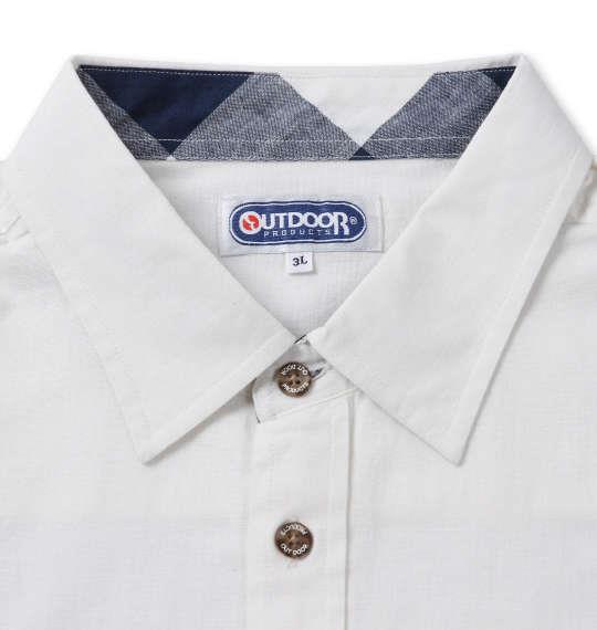 大きいサイズ メンズ OUTDOOR PRODUCTS 綿麻 半袖 シャツ オフホワイト 1257-1200-1 3L 4L 5L 6L 8L