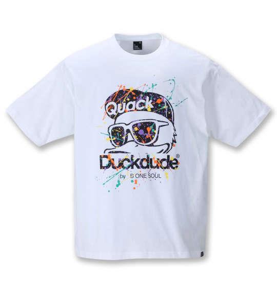 大きいサイズ メンズ b-one-soul DUCK DUDE スプラッシュ 半袖 Tシャツ ホワイト 1258-1520-1 3L 4L 5L 6L