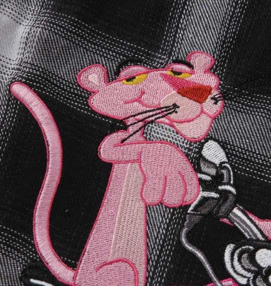 大きいサイズ メンズ PINK PANTHER × FLAGSTAFF ピンクパンサー 半袖 チェック シャツ ブラック × ホワイト 1277-1230-1 3L 4L 5L 6L 8L