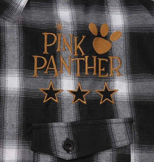 大きいサイズ メンズ PINK PANTHER × FLAGSTAFF ピンクパンサー 半袖 チェック シャツ ブラック × ホワイト 1277-1230-1 3L 4L 5L 6L 8L