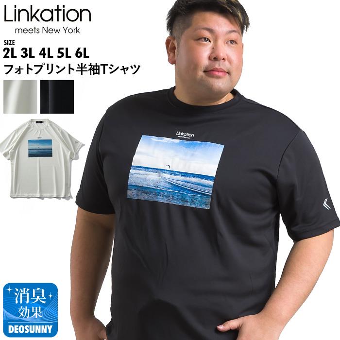 【WEB限定価格】大きいサイズ メンズ LINKATION フォト プリント 半袖 Tシャツ la-t210278