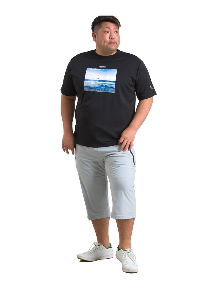【WEB限定価格】大きいサイズ メンズ LINKATION フォト プリント 半袖 Tシャツ la-t210278