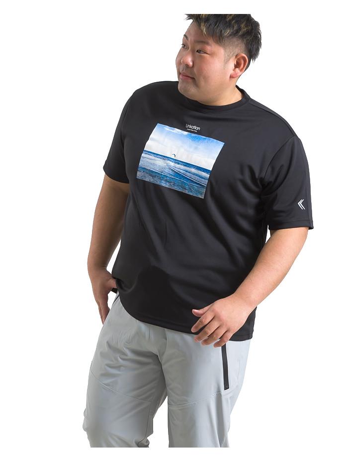 【WEB限定価格】大きいサイズ メンズ LINKATION フォト プリント 半袖 Tシャツ la-t210278