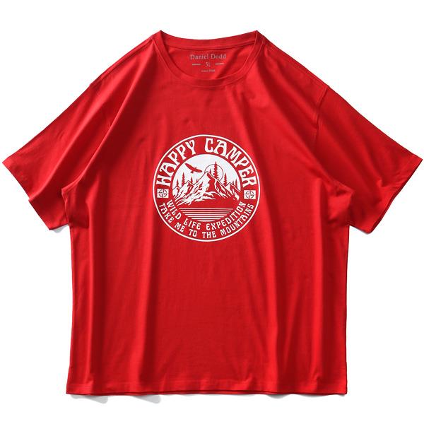 【WEB限定価格】大きいサイズ メンズ DANIEL DODD オーガニックコットン プリント 半袖 Tシャツ HAPPY CAMPER azt-210235