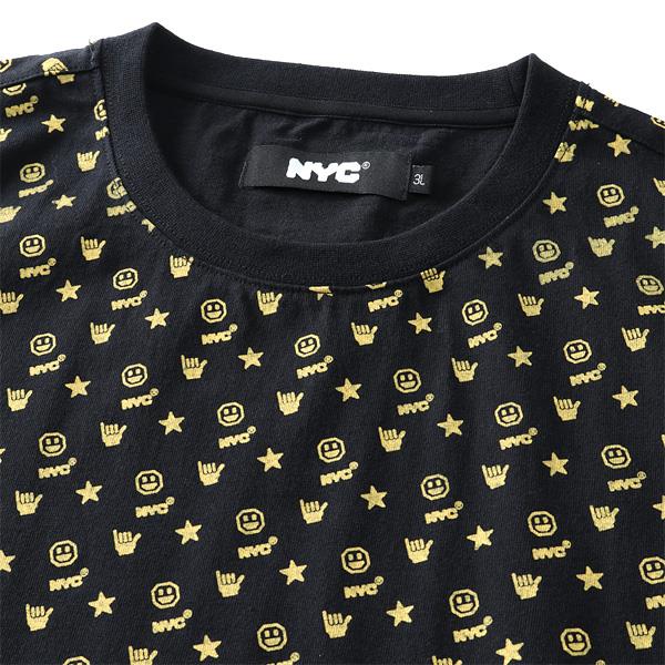 【WEB限定価格】大きいサイズ メンズ NYC ヘビーウェイト プリント 総柄 半袖 Tシャツ nyc-t210290