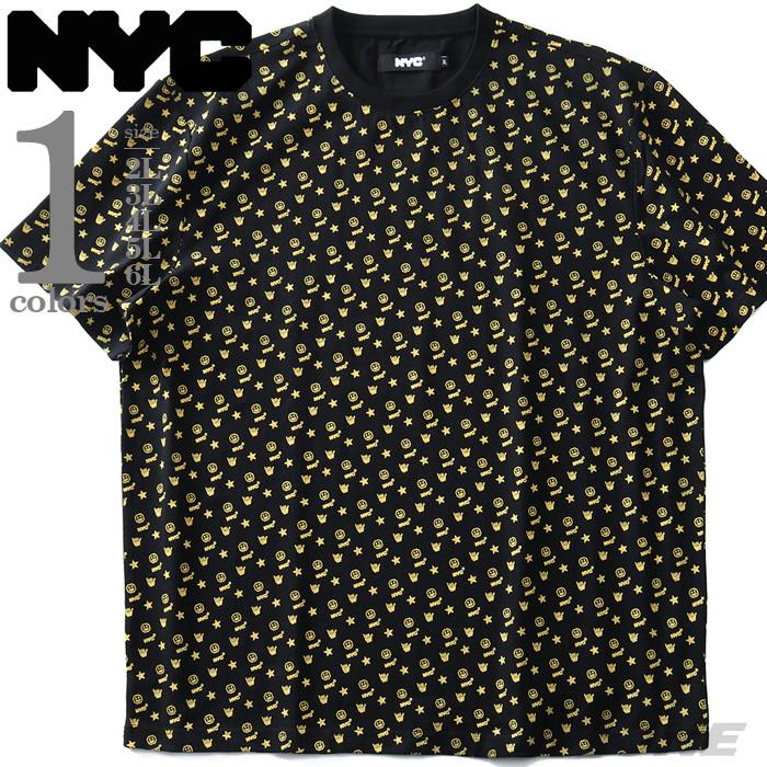 【WEB限定価格】大きいサイズ メンズ NYC ヘビーウェイト プリント 総柄 半袖 Tシャツ nyc-t210290