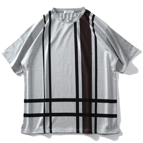 【WEB限定価格】大きいサイズ メンズ PLEGGI プレッジ チェック風 ジャガード 半袖 Tシャツ 61-43206-2