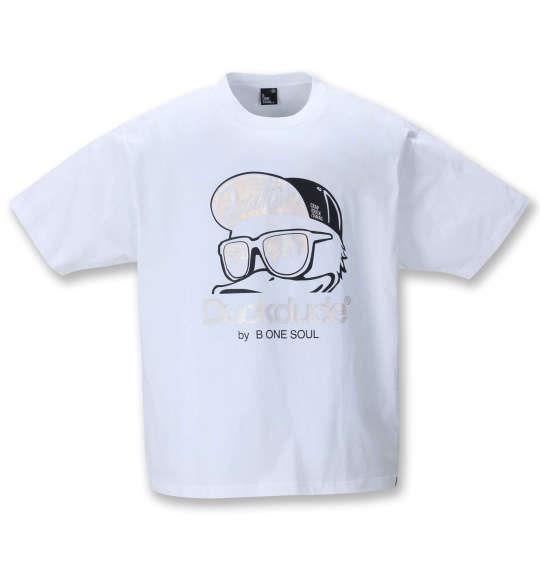 大きいサイズ メンズ b-one-soul DUCK DUDE メタリック 半袖 Tシャツ ホワイト 1258-1521-1 3L 4L 5L 6L