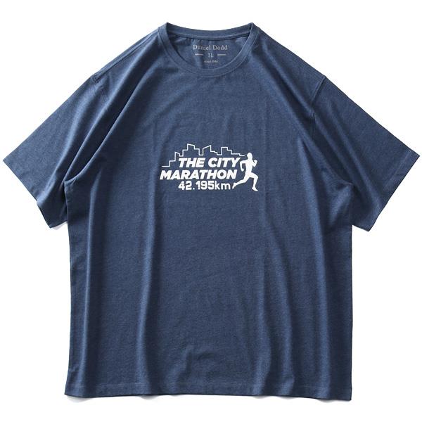 【WEB限定価格】大きいサイズ メンズ DANIEL DODD オーガニックコットン プリント 半袖 Tシャツ THE CITY MARATHON azt-210267