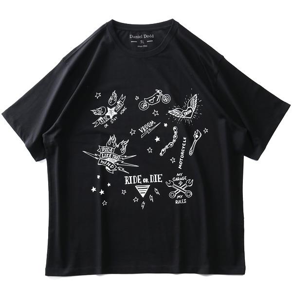 【WEB限定価格】大きいサイズ メンズ DANIEL DODD オーガニックコットン プリント 半袖 Tシャツ RIDE OR DIE azt-210272