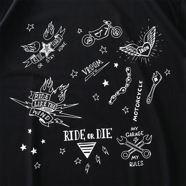 【WEB限定価格】大きいサイズ メンズ DANIEL DODD オーガニックコットン プリント 半袖 Tシャツ RIDE OR DIE azt-210272