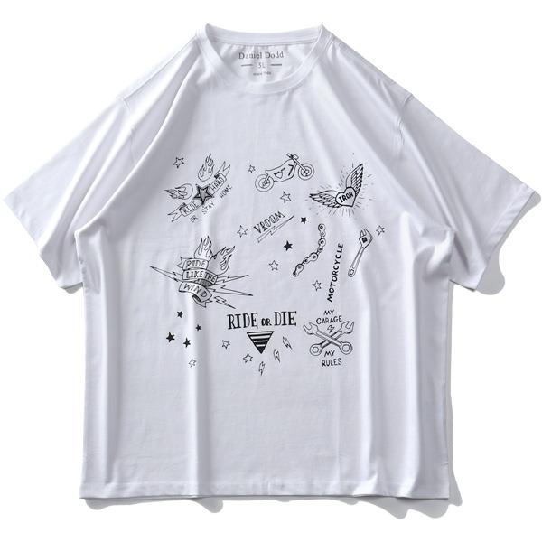 【WEB限定価格】大きいサイズ メンズ DANIEL DODD オーガニックコットン プリント 半袖 Tシャツ RIDE OR DIE azt-210272