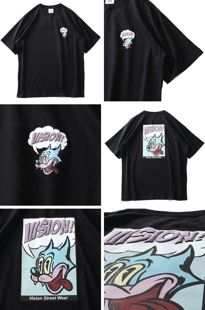 大きいサイズ メンズ VISION STREET WEAR コミックキャラ 発泡プリント 半袖 Tシャツ 1505734