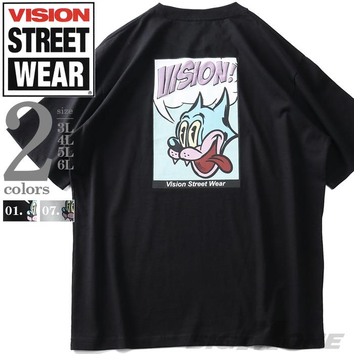 大きいサイズ メンズ VISION STREET WEAR コミックキャラ 発泡プリント 半袖 Tシャツ 1505734