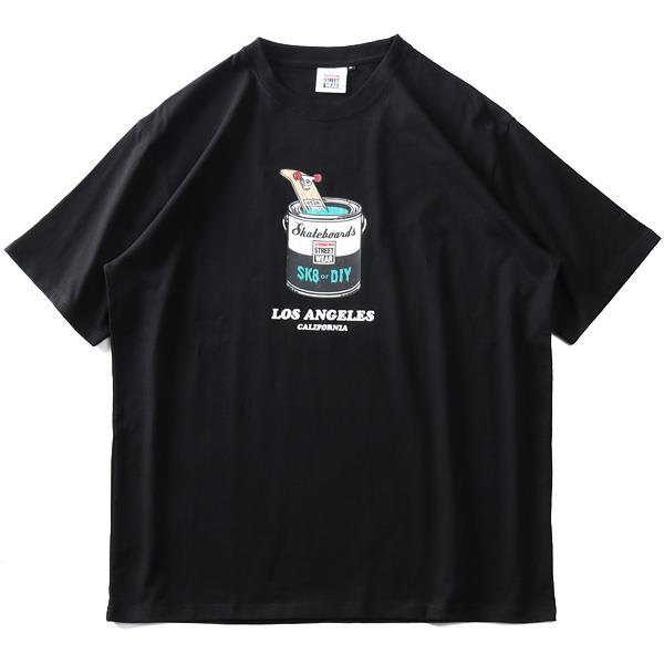 大きいサイズ メンズ VISION STREET WEAR ペンキ缶イラスト フロッキー プリント 半袖 Tシャツ 1505736