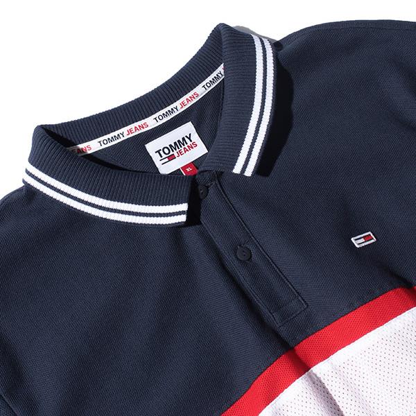 【WEB限定価格】大きいサイズ メンズ TOMMY JEANS トミージーンズ ボーダー柄 鹿の子 半袖 ポロシャツ USA直輸入 dm0dm10325