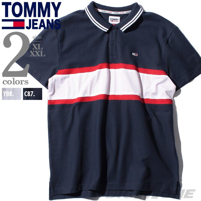 【WEB限定価格】大きいサイズ メンズ TOMMY JEANS トミージーンズ ボーダー柄 鹿の子 半袖 ポロシャツ USA直輸入 dm0dm10325