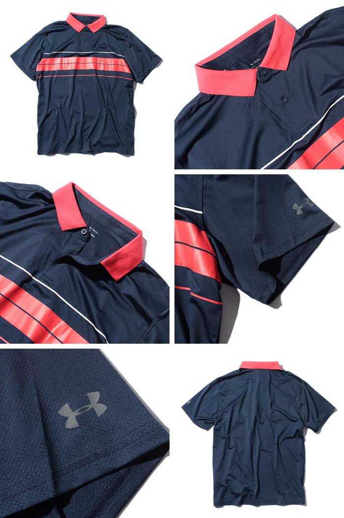 【WEB限定価格】大きいサイズ メンズ UNDER ARMOUR アンダーアーマー ボーダー柄 半袖 ゴルフ ポロシャツ USA直輸入 um0840