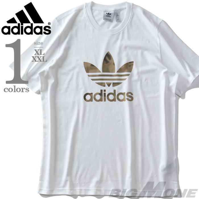 adidas フロント 大文字ビッグプリントロゴ 半袖 Tシャツ US XL