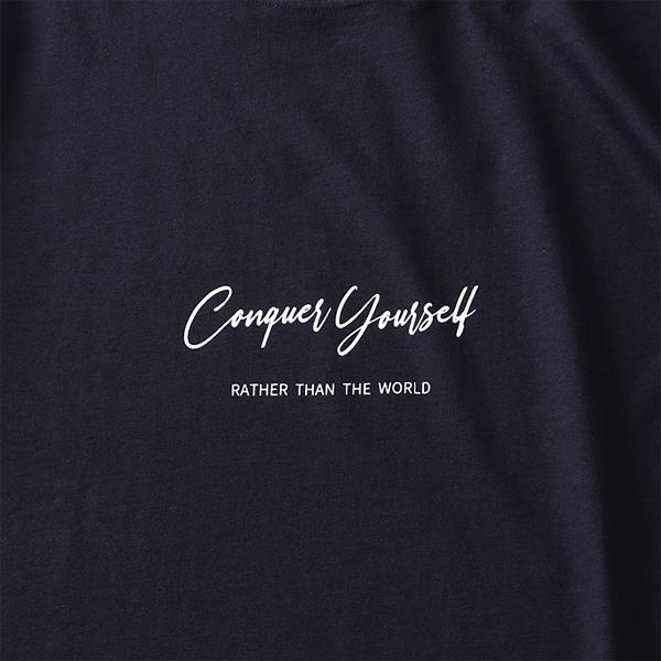 大きいサイズ メンズ DANIEL DODD プリント ロング Tシャツ Conquer Yourself azt-210405