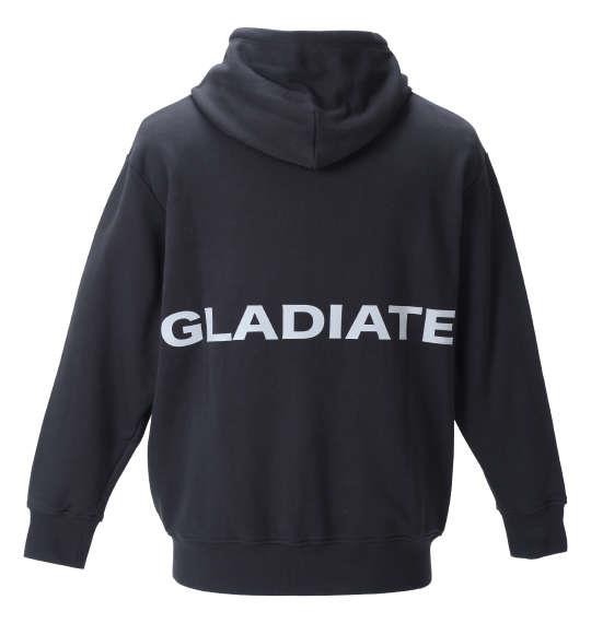 大きいサイズ メンズ GLADIATE リフレクタープリント フルジップ パーカー ブラック 1258-1320-1 3L 4L 5L 6L