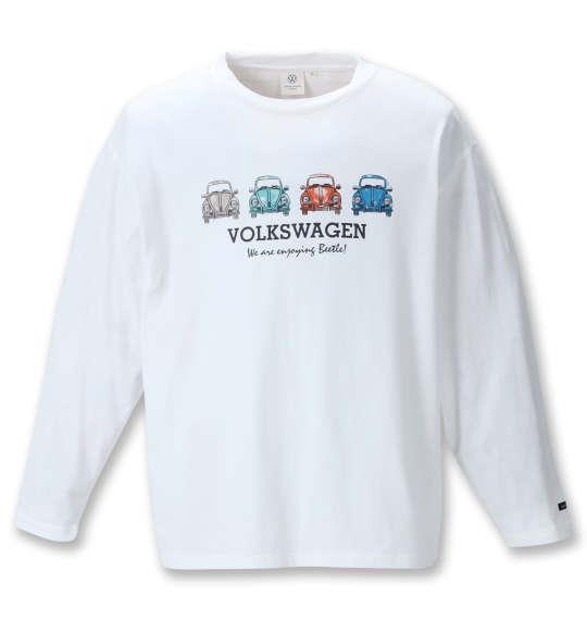 大きいサイズ メンズ VOLKSWAGEN 天竺 長袖 Tシャツ ホワイト 1268-1350-1 3L 4L 5L 6L 8L