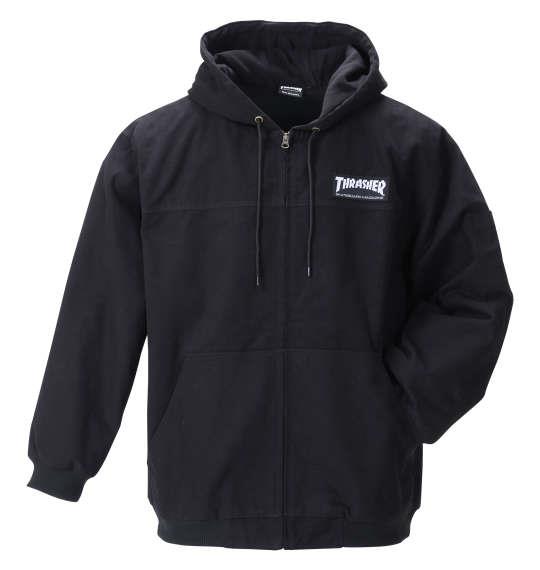 大きいサイズ メンズ THRASHER フーデッド フルジップ ワーク ジャケット ブラック 1273-1370-1 3L 4L 5L 6L 8L