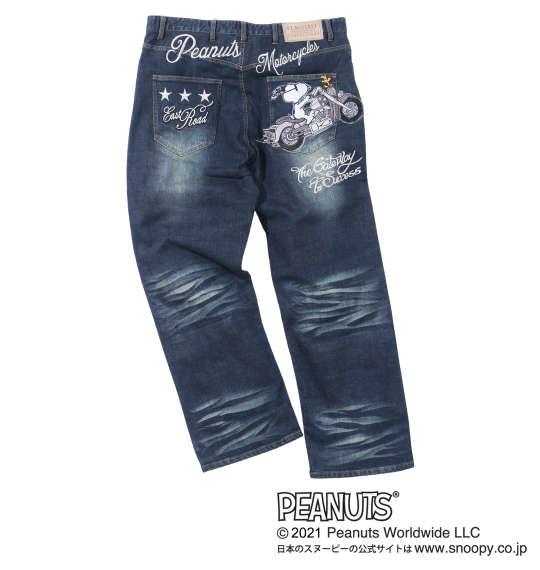 大きいサイズ メンズ FLAGSTAFF × PEANUTS スヌーピーコラボ ストレッチ デニム パンツ ネイビー 1274-1375-1 100 110 120 130