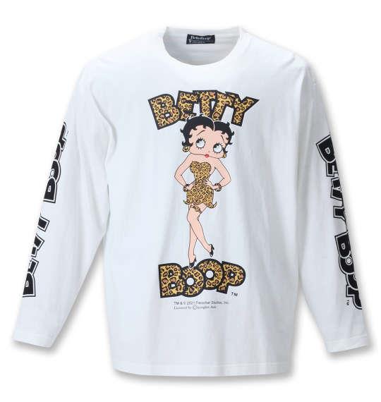 大きいサイズ メンズ BETTY BOOP 天竺プリント 長袖 Tシャツ オフホワイト 1278-1325-1 3L 4L 5L 6L