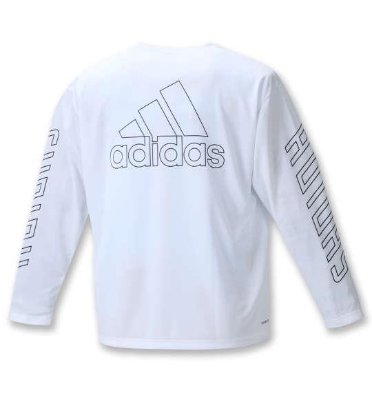 大きいサイズ メンズ adidas 長袖 Tシャツ ホワイト 1278-1361-1 3XO 4XO 5XO 6XO 7XO 8XO