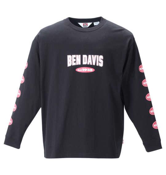 大きいサイズ メンズ BEN DAVIS 天竺 長袖 Tシャツ ブラック 1278-1621-2 3L 4L 5L 6L