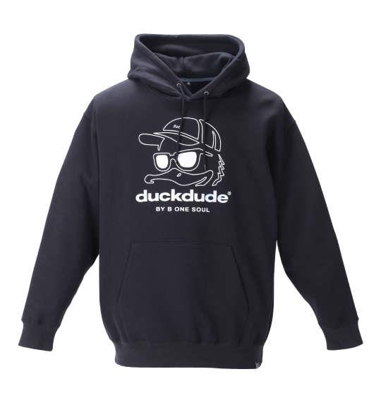 大きいサイズ メンズ b-one-soul DUCK DUDE プル パーカー ブラック 1258-1602-2 3L 4L 5L 6L