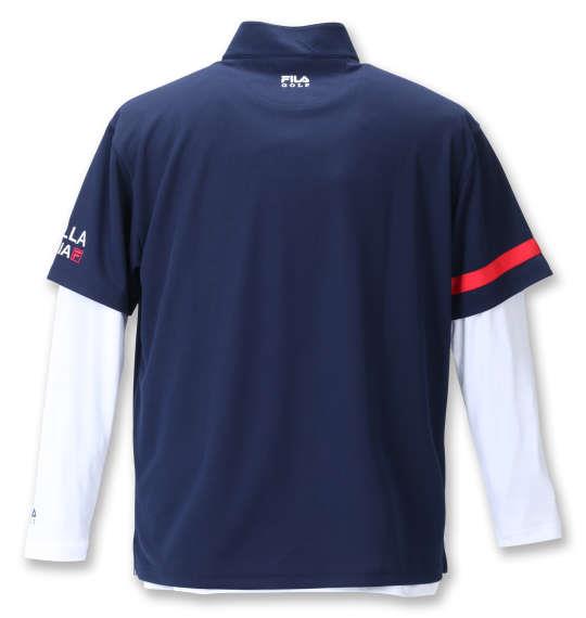 大きいサイズ メンズ FILA GOLF ハーフジップ 半袖 シャツ + インナー セット ネイビー × ホワイト 1278-1310-2 3L 4L 5L 6L