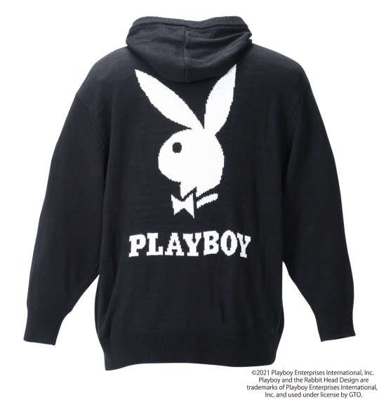 大きいサイズ メンズ PLAYBOY 7G ジャガード フルジップ パーカー セーター ブラック 1278-1336-2 3L 4L 5L 6L