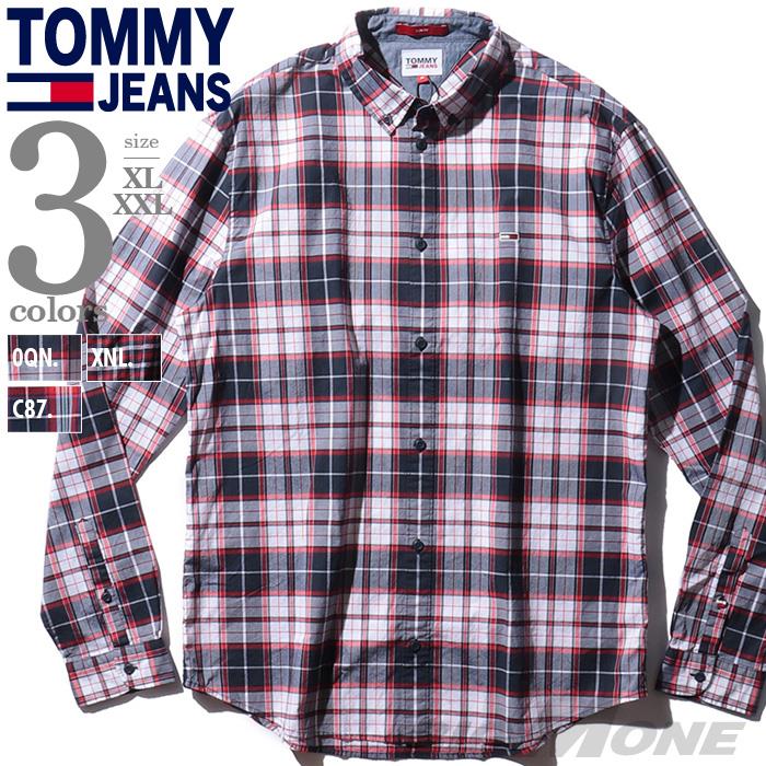 【WEB限定価格】【2021bar】大きいサイズ メンズ TOMMY JEANS トミージーンズ チェック柄 長袖 ボタンダウン シャツ USA直輸入 dm0dm10983