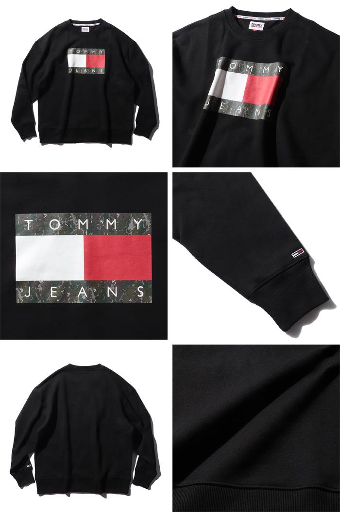 【WEB限定価格】【2021bar】大きいサイズ メンズ TOMMY JEANS トミージーンズ ロゴプリント クルーネック トレーナー CAMO FLAG CREW USA直輸入 dm0dm11008