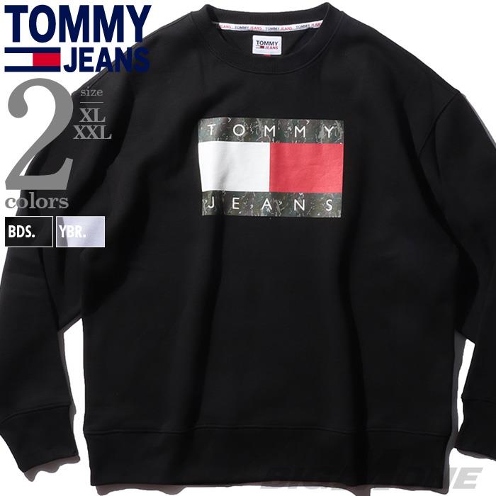 【WEB限定価格】【2021bar】大きいサイズ メンズ TOMMY JEANS トミージーンズ ロゴプリント クルーネック トレーナー CAMO FLAG CREW USA直輸入 dm0dm11008