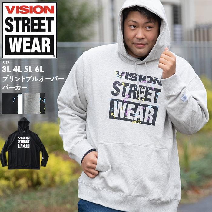 大きいサイズ メンズ VISION STREET WEAR プリント プルオーバー パーカー 1905704