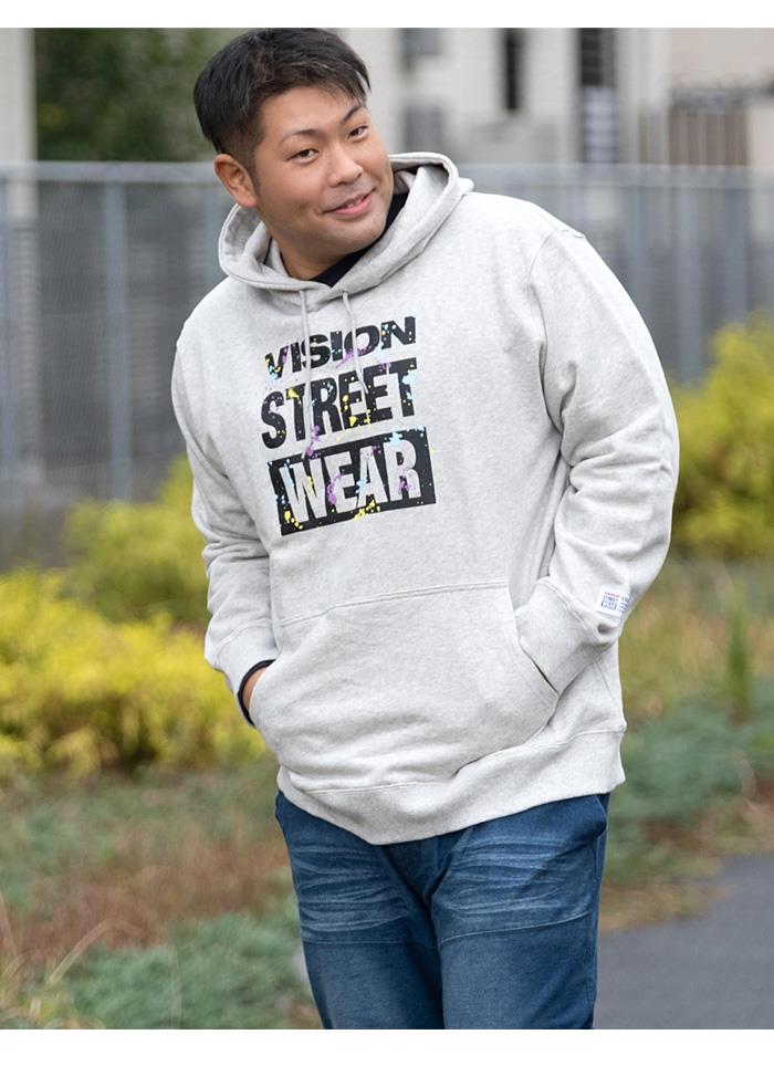 大きいサイズ メンズ VISION STREET WEAR プリント プルオーバー パーカー 1905704