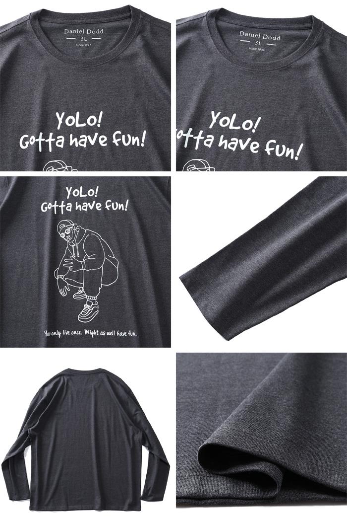 大きいサイズ メンズ DANIEL DODD プリント ロング Tシャツ YOLO! azt-210408