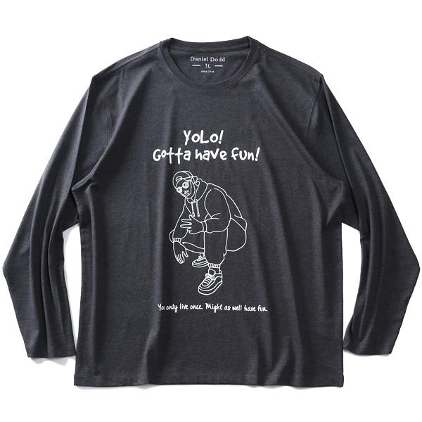 大きいサイズ メンズ DANIEL DODD プリント ロング Tシャツ YOLO! azt-210408