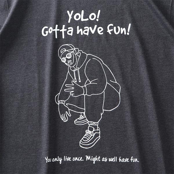 大きいサイズ メンズ DANIEL DODD プリント ロング Tシャツ YOLO! azt-210408