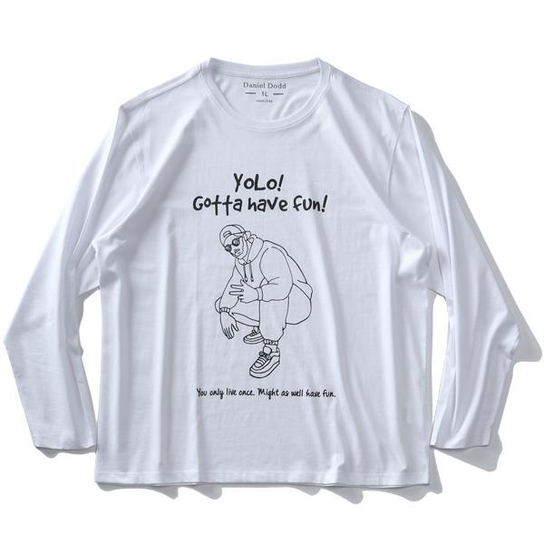 大きいサイズ メンズ DANIEL DODD プリント ロング Tシャツ YOLO! azt-210408