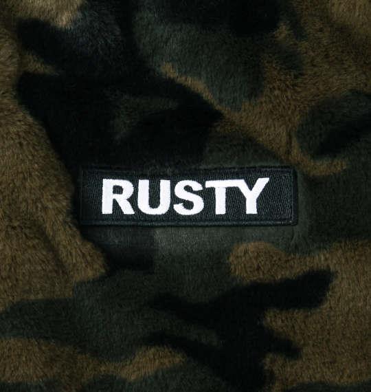 大きいサイズ メンズ RUSTY 総柄プリント ボア フリース ジャケット カモフラ 1278-1356-3 3L 4L 5L 6L