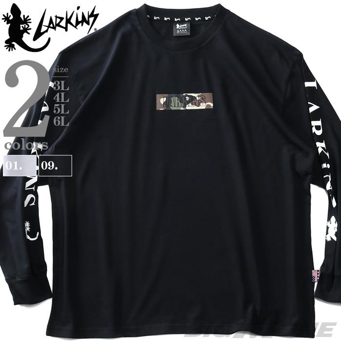 【stbr】大きいサイズ メンズ LARKiNS ラーキンス ボックスロゴ プリント 長袖 Tシャツ ロンＴ l2039-164